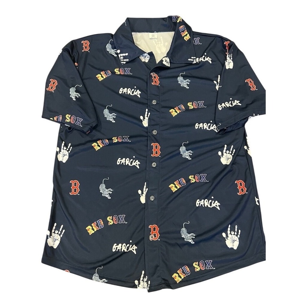 Boston Red Sox Jerry Garcia All Over Print Shirt Mens‎ XL Navy MLB Baseball SGA